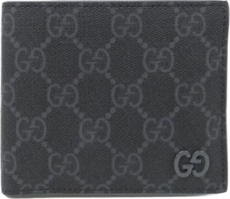 Gucci Black Gray Gg Supreme Canvas Bill Wallet (Bi-Fold) (Pre-Owned)