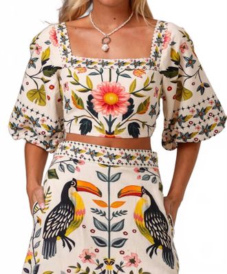Shore Leave Bonnie Squared Neckline Top In Birdsong Blossom