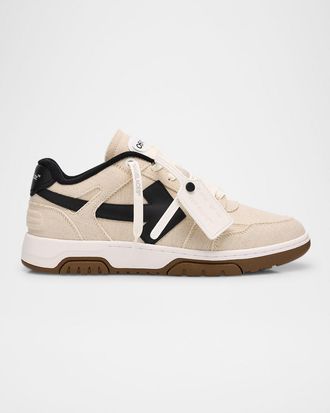 Off-white Mens Slim Out Of Office Canvas and Leather Sneakers