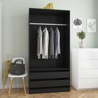 vidaXL Vidaxl - Armario De Madera Contrachapada Negro 100x50x200 Cm