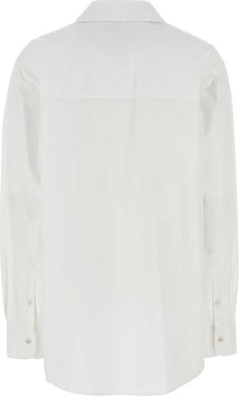 Gucci Womens Pleated Poplin Tunic Shirt White Cotton