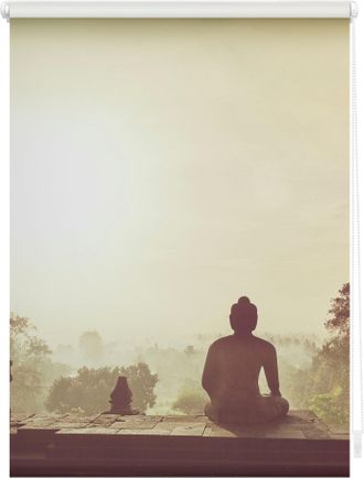 Lichtblick Original Seitenzugrollo »Rollo Klemmfix, ohne Bohren, blickdicht, Tempel Borobudur - Orange« blickdicht Blendschutz Sichtschutz freihängend