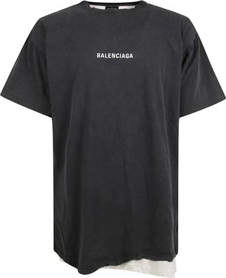Balenciaga Double Back T-Shirt - Heren - T-shirts - Zwart - S - Katoen - Tops