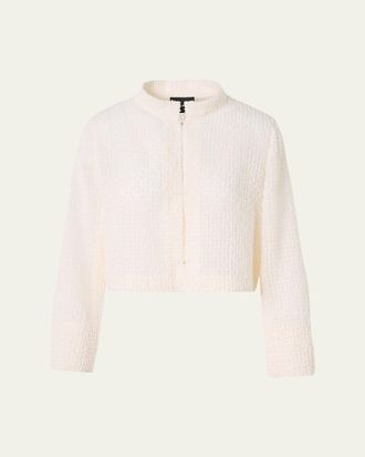 Akris Hockney Fringed Techno Short Bolero Jacket