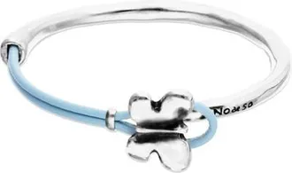 UNOde50 Silver-Tone Butterfly Leather Bracelet in Blue at Nordstrom, Size Medium