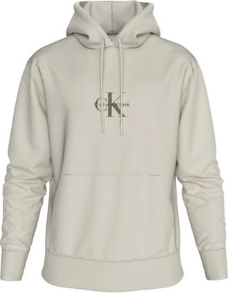 Calvin Klein 350Terry Micro Monologo Hoodie - Heren - Hoodies - Wit - M - Katoen - Hoodies & sweatvesten
