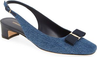 Ferragamo Rivada Slingback Pump in Denim at Nordstrom, Size 10.5