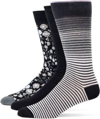 Lorenzo Uomo Assorted 3-Pack Crew Socks in Black at Nordstrom Rack