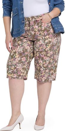 NYDJ Kristie 80s Raw Hem Denim Bermuda Shorts in Earth Blooms at Nordstrom, Size 14W