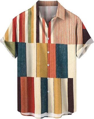 Generic Corduroy Button Up Shirt Mens Short Sleeve Button Down Shirts Mens Short Sleeve Shirts Casual Button Up Shirt Summer Beach Wear Mens Casual Linen Shir