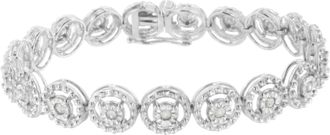 House of Brilliance 925 Sterling Silver 1.0 Cttw Diamond Nested Circle Miracle Set Open Wheel 7 Fashion Link Bracelet