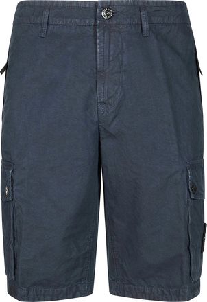 Stone Island Blue Cotton Multiple Pockets Shorts