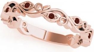 Allurez Garnet Leaf Fashion Ring Wedding Band 14k Rose Gold (0.05ct)