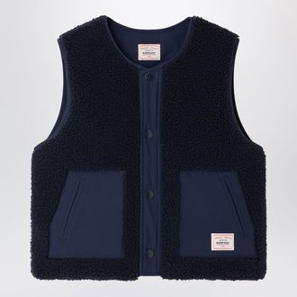 BONPOINT Navy blue reversible sherpa fleece gilet