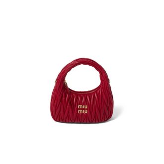 Miu Miu Wander Matelass&eacute; Nappa Leather Hobo Bag, Woman, Red