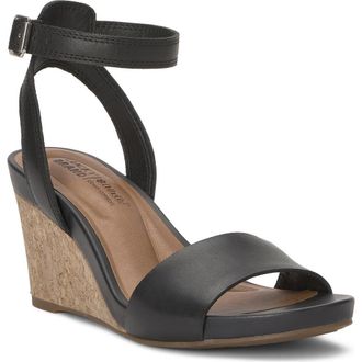 Lucky Brand Lynda Ankle Strap Platform Wedge Sandal in Black at Nordstrom, Size 8.5