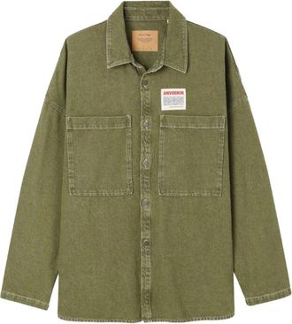 American Vintage Casual Button-Up Overshirt - Heren - Spijkerjassen - Groen - S - Jassen