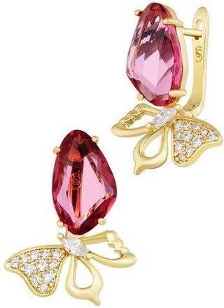 Savvy Cie Jewels Carved Stone Butterfly Drop Earrings in Yellow Gold at Nordstrom Rack