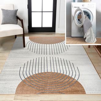 Jonathan Y Designs Kallax Geometric Modern Low-Pile Machine-Washable Area Rug in Cream/terra at Nordstrom, Size 3Ft 0In X 5Ft 0In