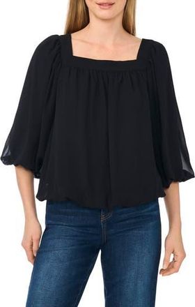 CeCe by Cynthia Steffe Square Neck Bubble Top in Rich Black at Nordstrom Rack, Size X-Large