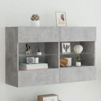 Berkfield Home TV Wall Cabinet with LED Lights Concrete Grey 98.5x30x60.5 cm