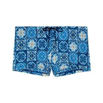 HOM Maiolica Swim Shorts in Blue Print at Nordstrom, Size Xx-Large