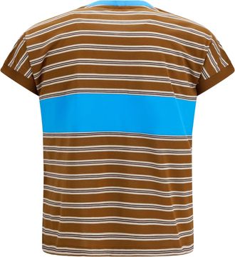 Versace Mens Cotton T-Shirt Striped Chestnut-Beige-Chocolate T-Shirts Chestnut/beige/chocolate And Polos
