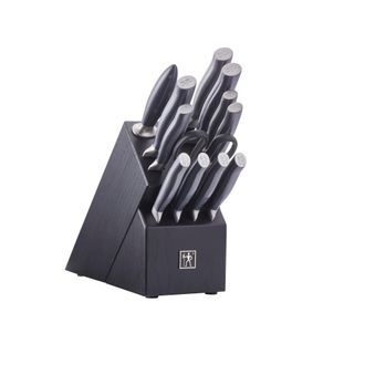 J.A. Henckels International Graphite 13-pc Knife Set with Block, Kitchen Knife Sharpener, Chef Knife, Steak Knife, Black, Stainless Steel