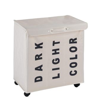 WENKO Cesto Per La Biancheria Trivo, Cesto Con 3 Scomparti, Capacit&agrave; 116l, In Poliestere, 56x60x35 Cm, Beige - Wenko