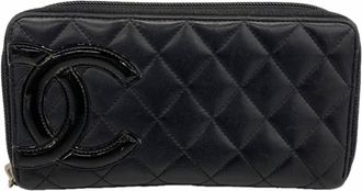 Chanel Black Leather Long Wallet (Bi-Fold) (Pre-Owned)