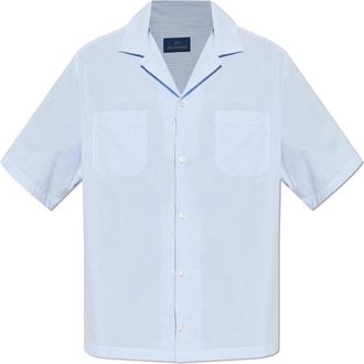 Paul & Shark Gestreept overhemd - Heren - Korte mouwen Overhemden - Blauw - S - Katoen - Overhemden