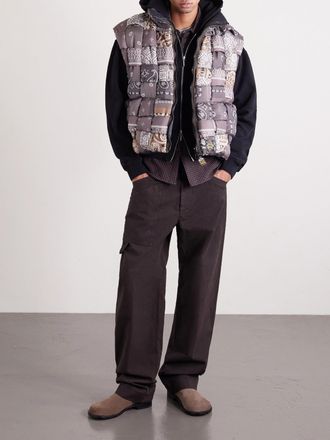 KAPITAL Quilted Patchwork Bandana-Print Shell Gilet