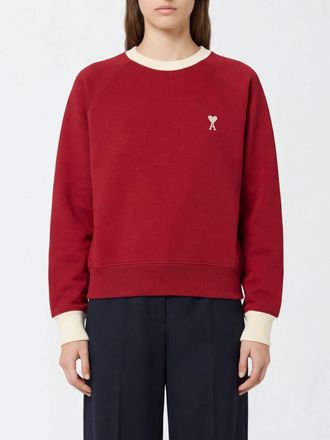 Ami Cotton Crewneck Jumper with Dropped Shoulders and Embroidered Logo