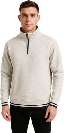 Generic Mens Premium Quarter Zip Sweatshirt - Long Sleeve Pullover Cotton Blend Jumper Sizes S-3XL (UK, Alpha, XL, Regular, Regular, Light-grey)
