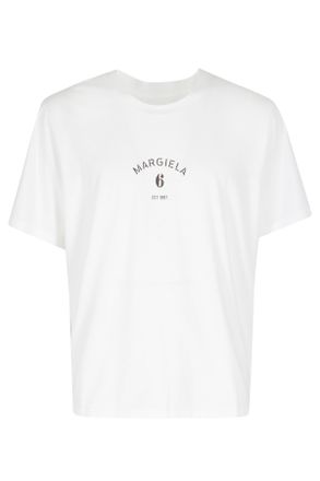 Maison Margiela White Logo Front-Logo Cotton T-Shirt