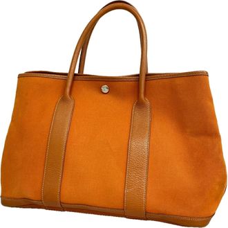 Herm&egrave;s Orange Toile Officier Tote Bag (Pre-Owned)