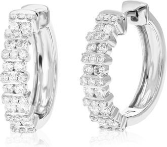 Vir Jewels 1 cttw 66 Stones Round Lab Grown Diamond Hoop Earrings.925 Sterling Silver Prong Set 3/4 Inch
