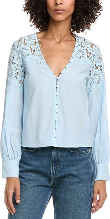 Generation Love Harlea Lace Combo Silk-Blend Blouse