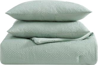 Nautica Broken Lines Embossed Reversible Quilt Set in Seafoam at Nordstrom Rack, Size Queen