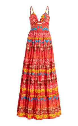 Cara Cara Womens Delilah Cotton Maxi Dress - Red - L - Moda Operandi