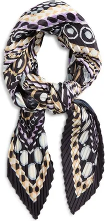 Echo Pleated Dots on Dots Diamond Silk Scarf in Black at Nordstrom
