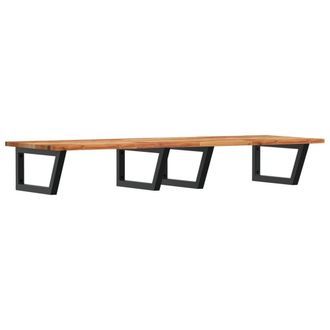Berkfield Home Basin Shelf Wall Mounted Steel & Solid Wood Acacia in Brown