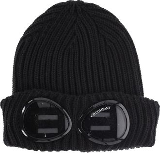 C.P. Company Geribbelde wollen muts met Goggle - Heren - Hoeden - Zwart - ONE Size - Wol - Accessoires