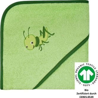 Wörner Südfrottier Kapuzenhandtuch »Grashüpfer 80/80« Biobaumwolle, mit Kapuze, maschinenwaschbar, trocknergeeignet