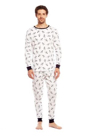 Leveret Mens Cotton Matching Family Halloween Pajamas, Skeleton & Skull Prints in Skeleton White at Nordstrom, Size X-Small