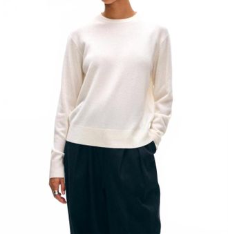 White + Warren Cashmere Crew Sweater In Soft White