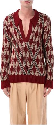 Dries Van Noten Polo Sweater - Heren - V-hals truien - Veelkleurig - L - Truien & Vesten