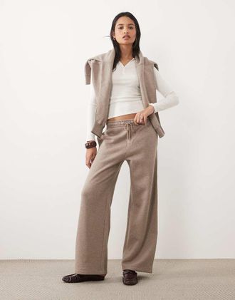 Abercrombie & Fitch co-ord pantaloni da jogging a vita alta a gamba larga marroni-Marrone