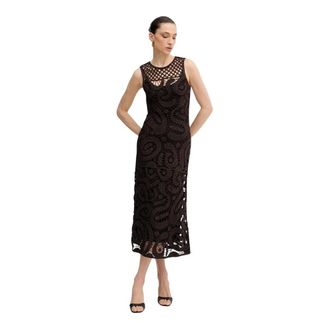 Pinko Bufera Maxi Jurk - Dames - Casual kleedjes - Bruin - S - Polyester - Kleedjes