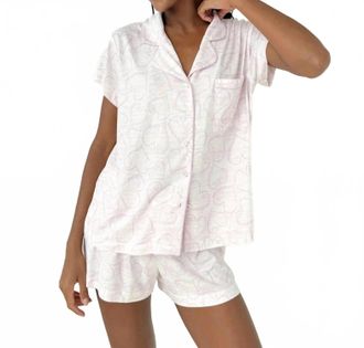 Splendid Flora Pillow Soft Short Pj Set In Dotted Hearts